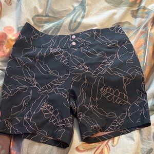 Black and Pink floral Women's mountain Bike Shorts